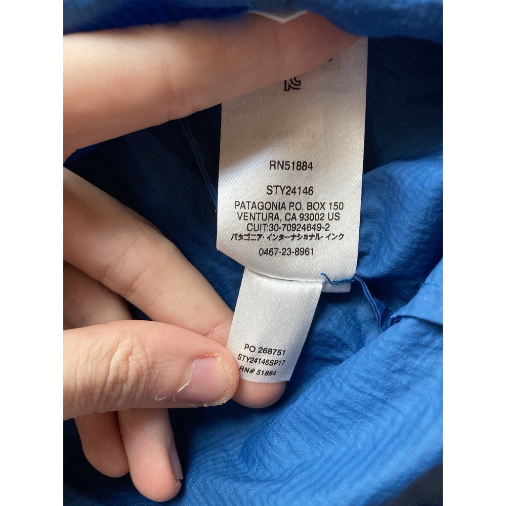 Patagonia Houdini Rain Jacket Womens Medium Windbreaker Blue Ultralight Hiking - Picture 9 of 11